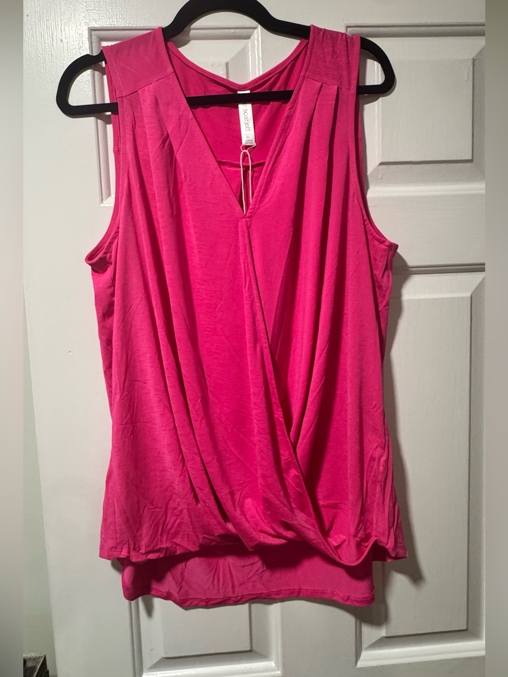 NWT Dear Scarlett Hot Pink Sleeveless Surplice Top